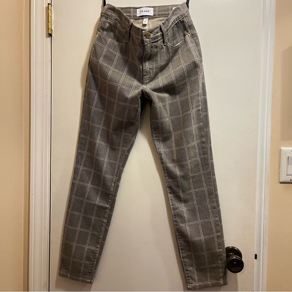 High skinny cropped “windowpane” plaid pants - Picture 4 of 6